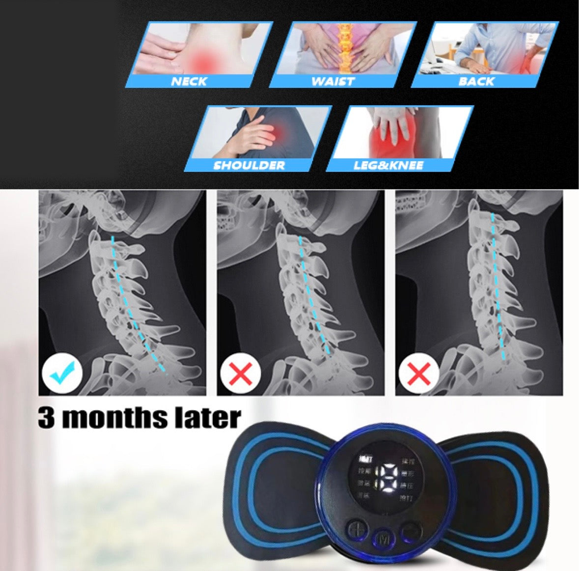 Portable USB Neck Massager – Electric EMS Relief
