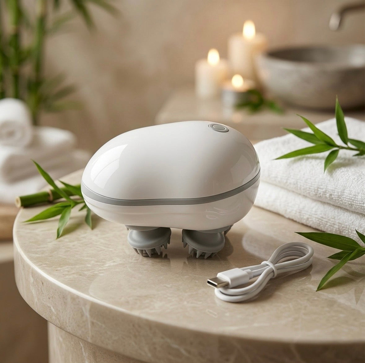 Electric Scalp Massager – Portable USB Rechargeable With 4 Heads