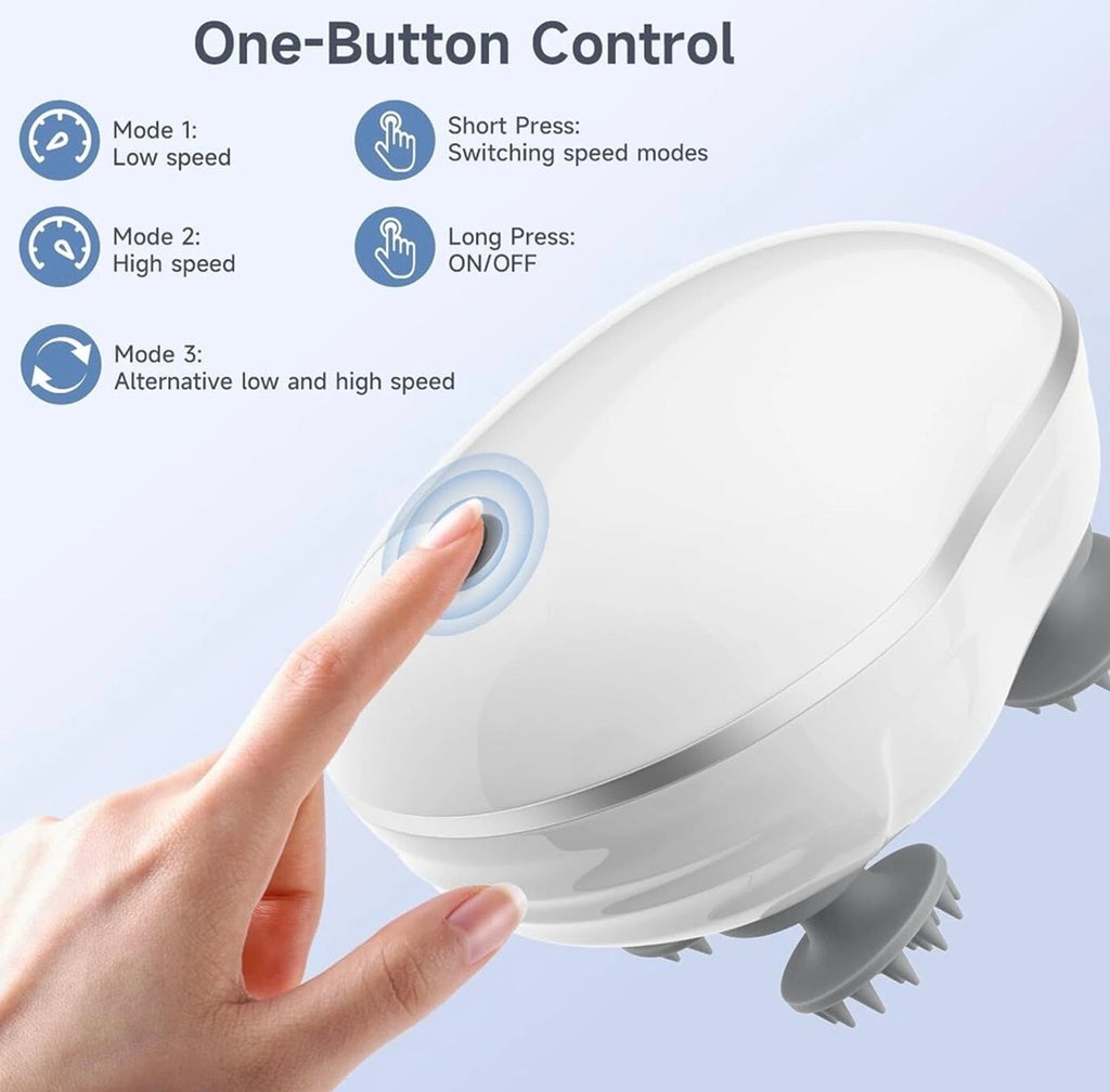 Electric Scalp Massager – Portable USB Rechargeable With 4 Heads